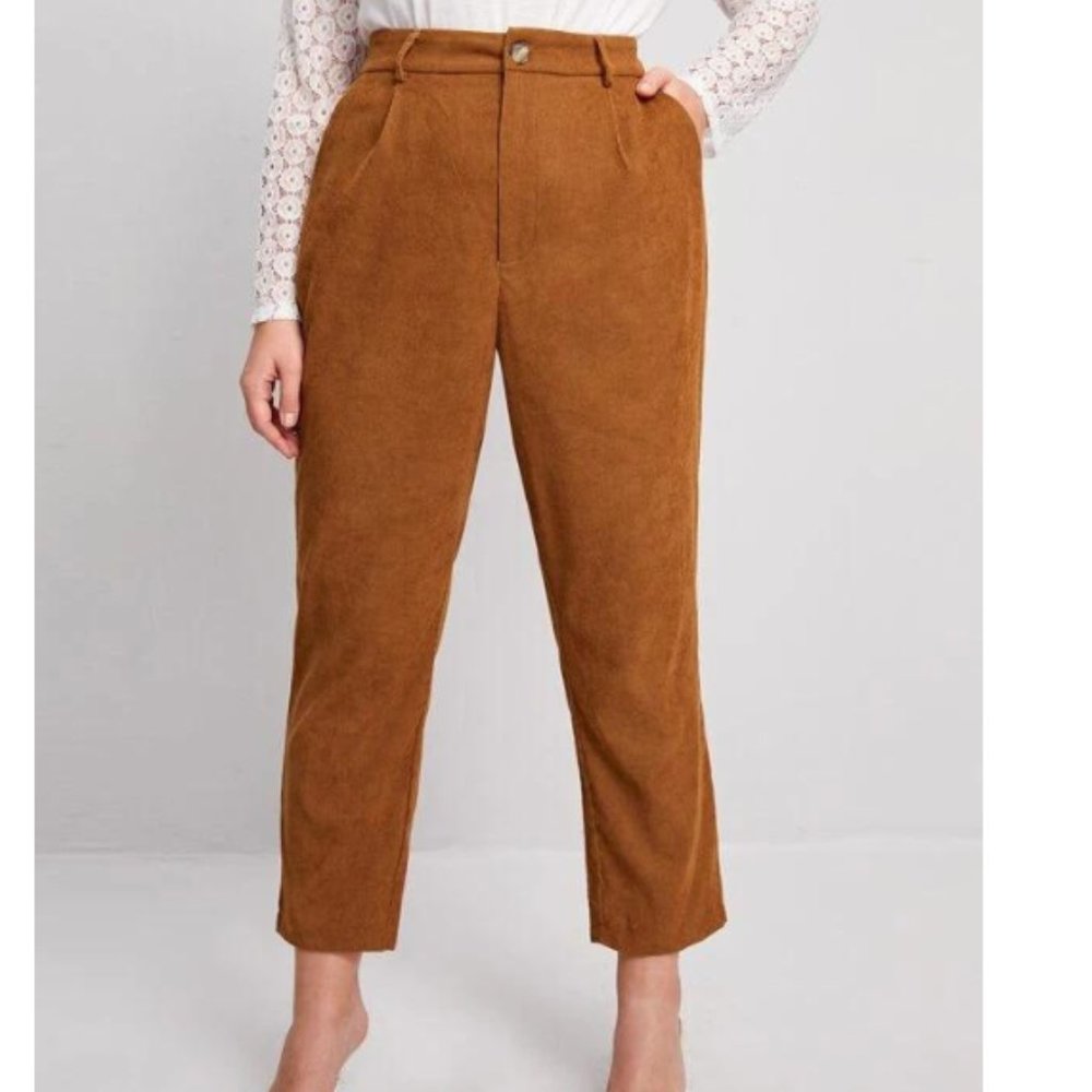 Plus Solid Color Corduroy Pants